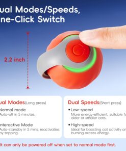 Potaroma Moving Ball Cat Toys with Feather Tail, Rechargeable 2025 New Interactive Toy for Indoor Cats Exercise, Smart Interactive Kitten Rolling Ball, Orange