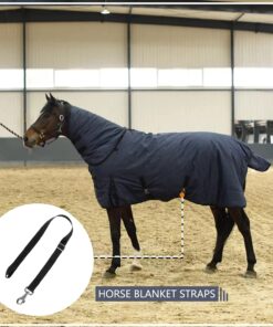 Premium Horse Blanket Sheet Leg Straps, Replacement Stretchy Belly Strap with Swivel Snaps and Sewn Loop End, Adjustable Length from 22 to 40 Inch Black (4 Pcs)