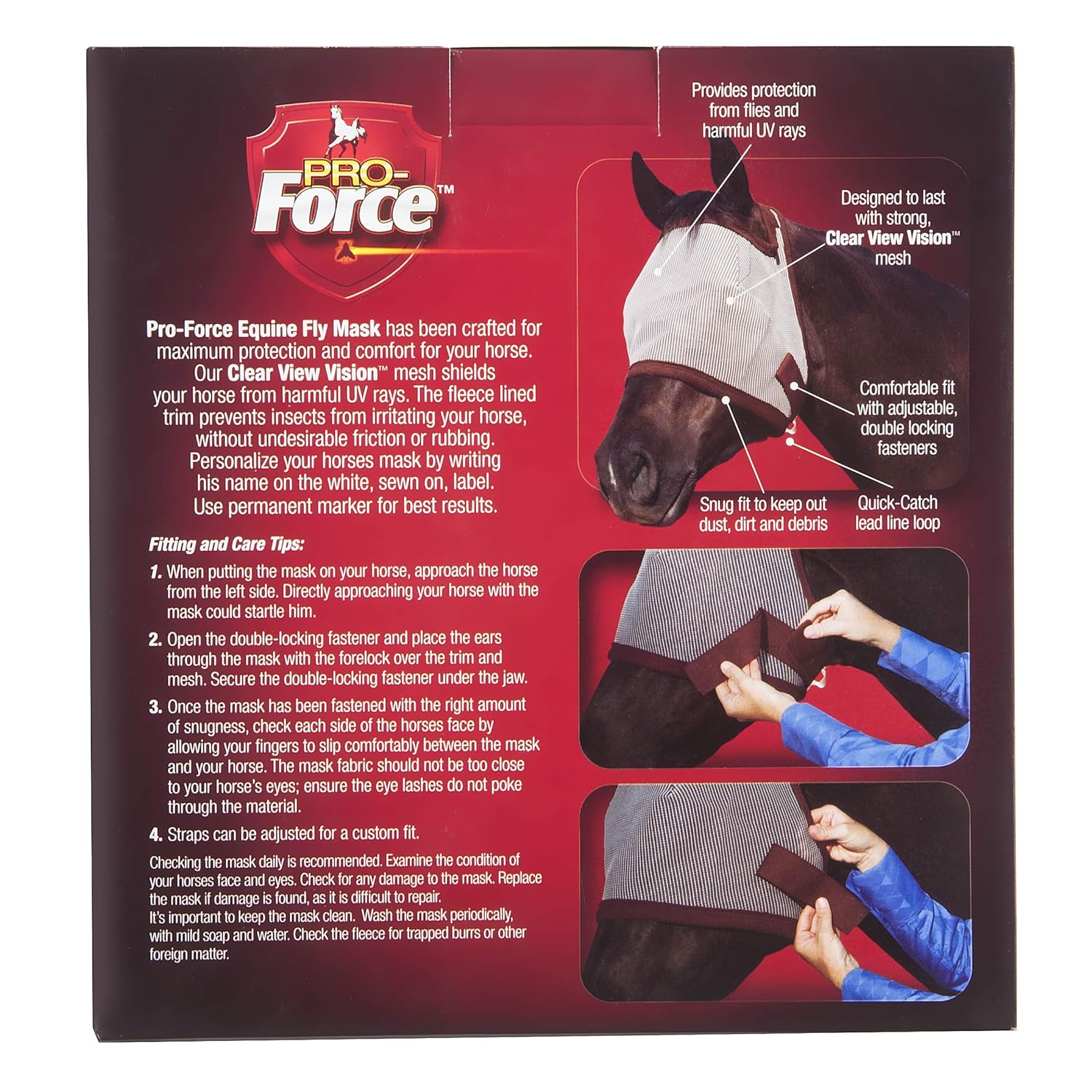 Pro-Force Equine Fly Mask - Horse Fly Mask with UV Protection - Adjustable Fit for Comfort - Without Ears