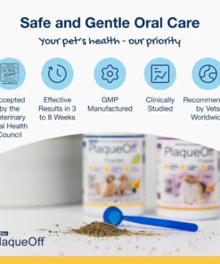 ProDen PlaqueOff Powder for Pets - Cat & Dog Breath Freshener - Plaque & Tartar Remover for Pet Oral Care - 180g