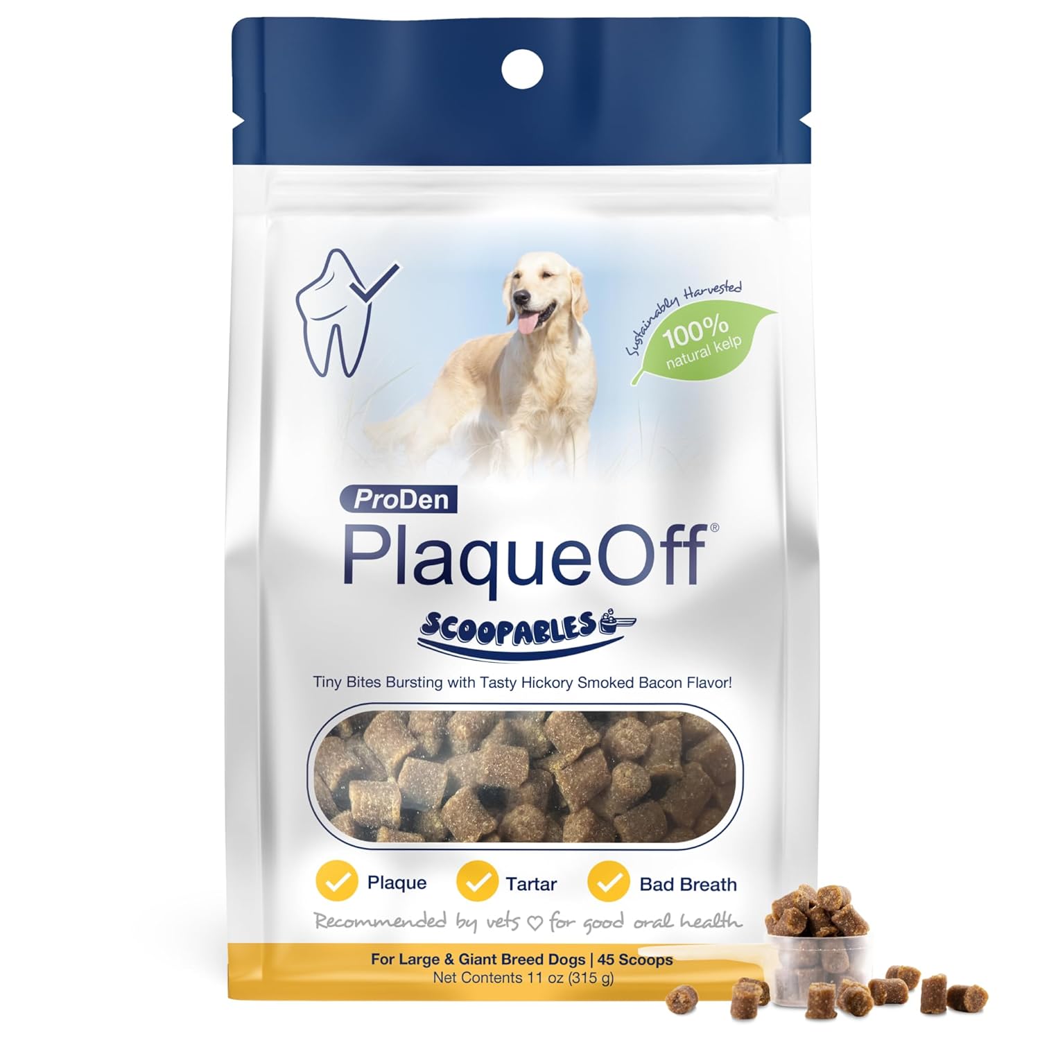 ProDen PlaqueOff Soft Chews with Natural Kelp - for Large & Giant Breed Dogs - Supports Normal, Healthy Teeth, Gums, and Breath Odor in Dogs - 90 Soft Chews