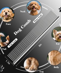 Professional 4 in 1 Dog & Cat Grooming Scissors Kit with Safety Round Tips,Sharp & Durable,Dog Shears for Grooming - Includes Straight, Curved, Thinning Scissors and Comb -...