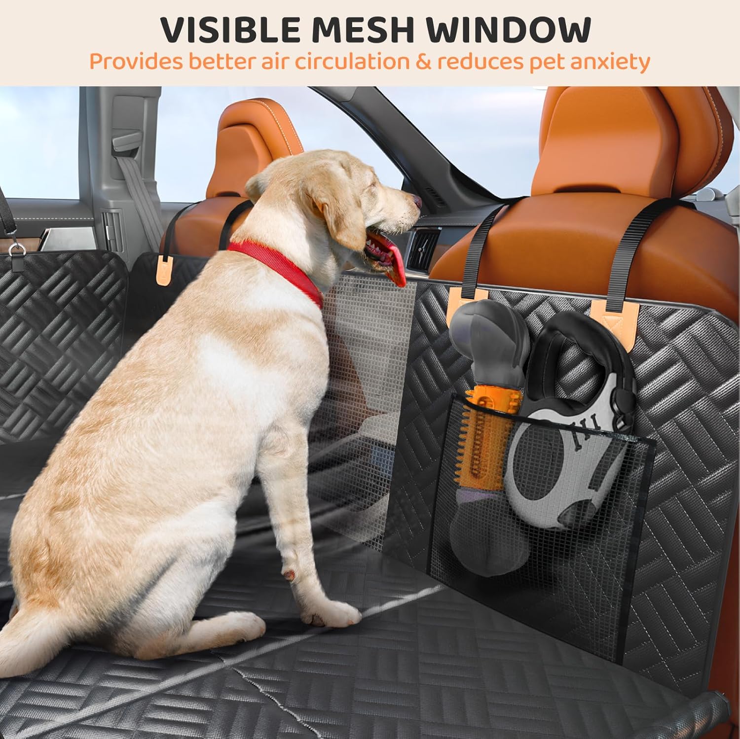 PROZAR Dog Car Seat Cover for Back Seat, Hard Bottom Back Seat Extender for Dog, Back Seat Pet Cover for Dogs - Supports 400lbs, Waterproof Heavy Duty Scratch Dog Hammock for...