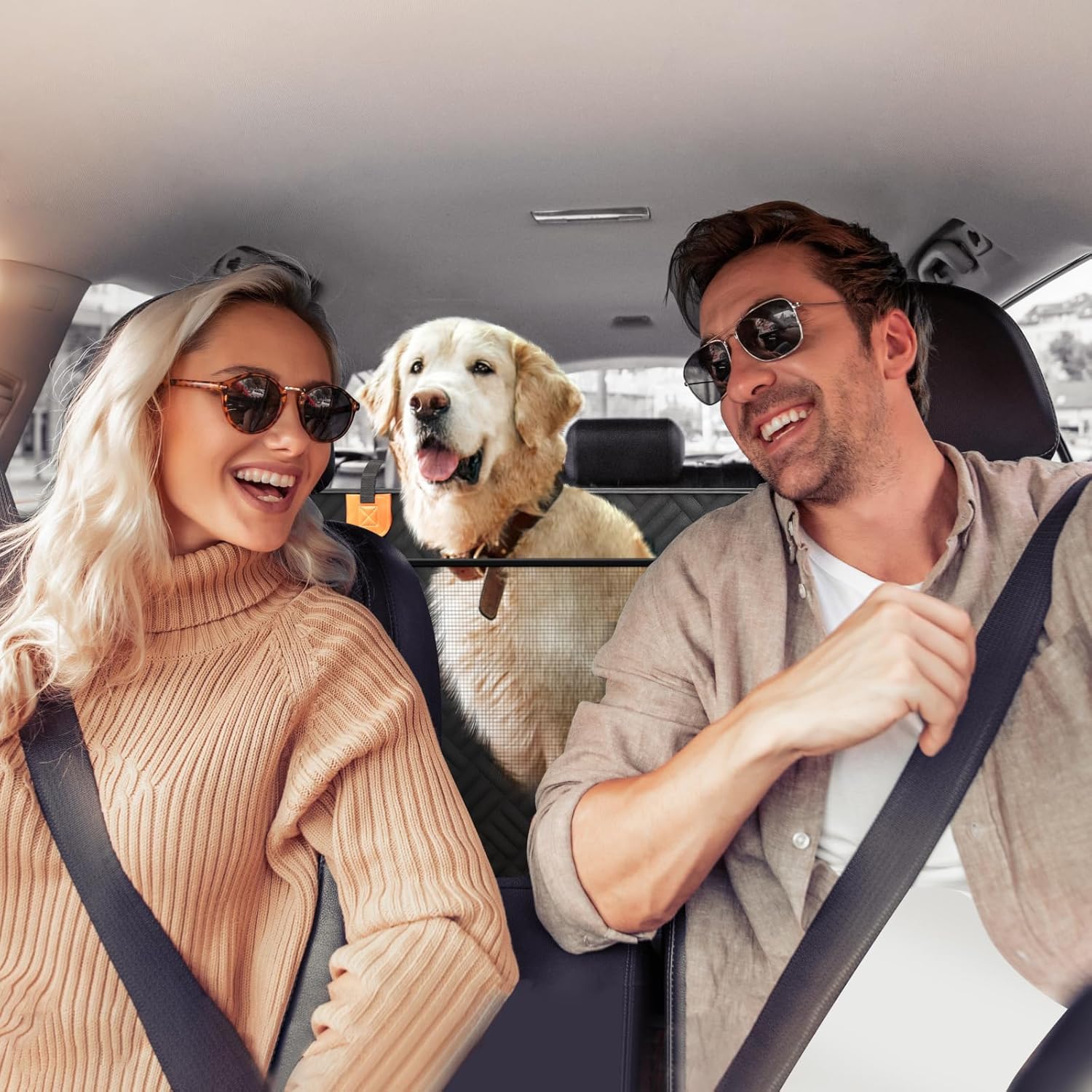 PROZAR Dog Car Seat Cover for Back Seat, Hard Bottom Back Seat Extender for Dog, Back Seat Pet Cover for Dogs - Supports 400lbs, Waterproof Heavy Duty Scratch Dog Hammock for...