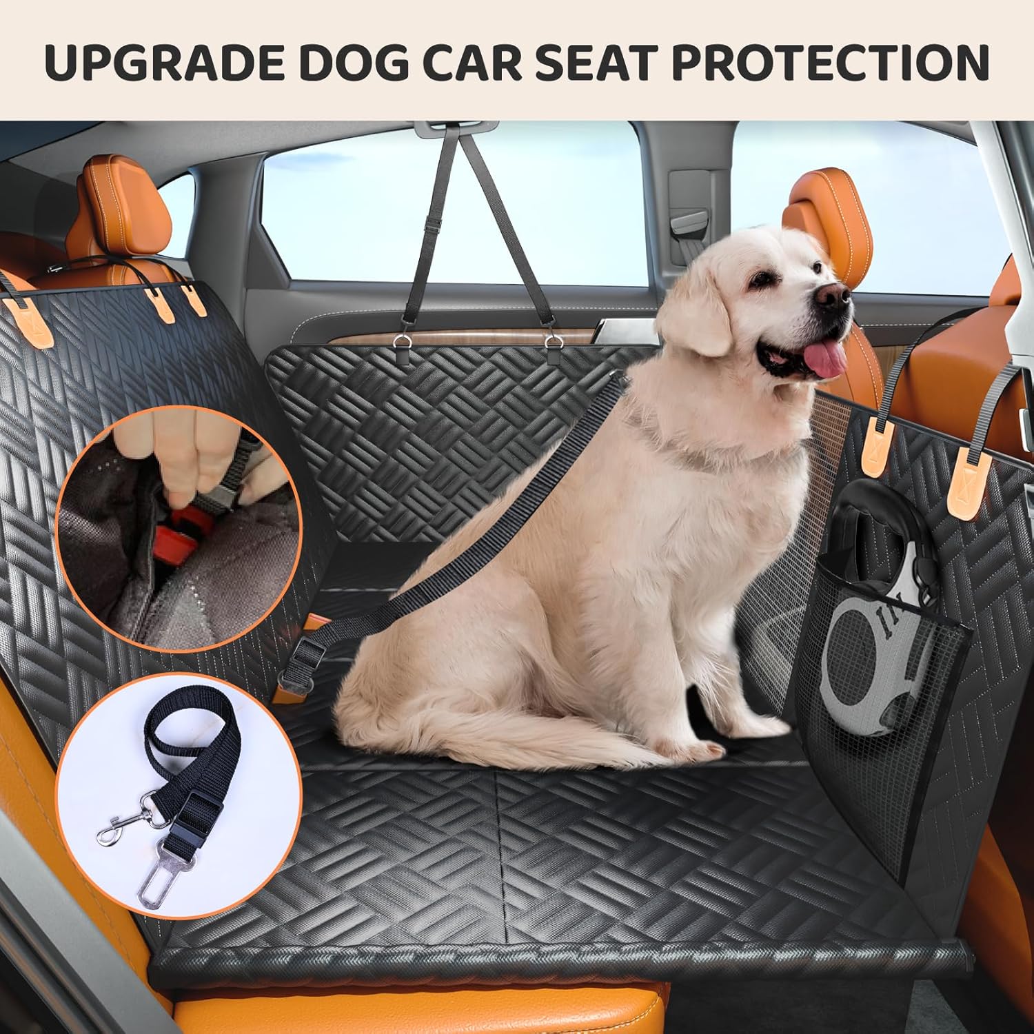 PROZAR Dog Car Seat Cover for Back Seat, Hard Bottom Back Seat Extender for Dog, Back Seat Pet Cover for Dogs - Supports 400lbs, Waterproof Heavy Duty Scratch Dog Hammock for...