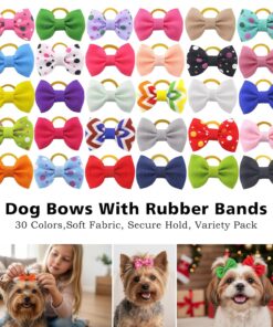 Puppy Hair Bows Small Dog Mini Rubber Bands Doggie Bowknot Pet Grooming Accessories 60pcs (30 Pairs) - Puppy Bows for Small Dogs Girl