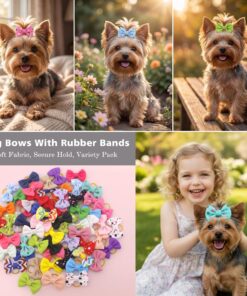 Puppy Hair Bows Small Dog Mini Rubber Bands Doggie Bowknot Pet Grooming Accessories 60pcs (30 Pairs) - Puppy Bows for Small Dogs Girl