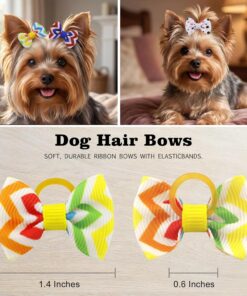 Puppy Hair Bows Small Dog Mini Rubber Bands Doggie Bowknot Pet Grooming Accessories 60pcs (30 Pairs) - Puppy Bows for Small Dogs Girl
