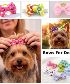 Puppy Hair Bows Small Dog Mini Rubber Bands Doggie Bowknot Pet Grooming Accessories 60pcs (30 Pairs) - Puppy Bows for Small Dogs Girl