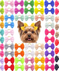 Puppy Hair Bows Small Dog Mini Rubber Bands Doggie Bowknot Pet Grooming Accessories 60pcs (30 Pairs) - Puppy Bows for Small Dogs Girl