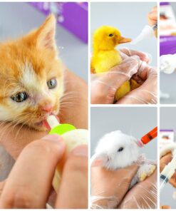 Puppy Kitten Bottle for Nursing, Newborn Baby Dog Cat Rabbit Feeding Bottles with Nipples Feeder Kit