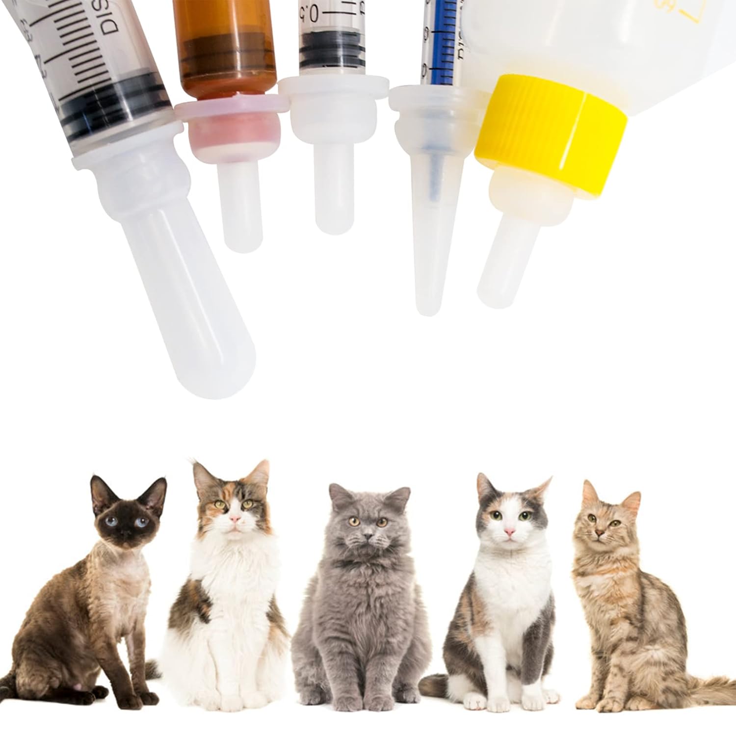Puppy Kitten Bottle for Nursing, Newborn Baby Dog Cat Rabbit Feeding Bottles with Nipples Feeder Kit