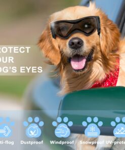 QUMY Dog Goggles UV Protection for Small to Medium Breed, Dog Sunglasses Windproof Anti-Fog Dustproof Snowproof, Puppy Glasses for Outdoor Riding Driving with Comfortable Frame...