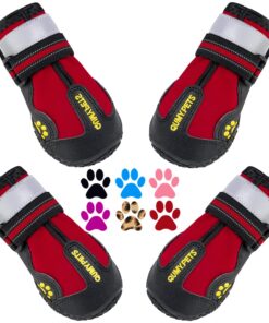 QUMY Dog Shoes for Large Dogs, Medium Dog Boots & Paw Protectors for Winter Snowy Day, Summer Hot Pavement, Water-Resistant in Rainy Weather, Outdoor Walking, Indoor Hardfloors...