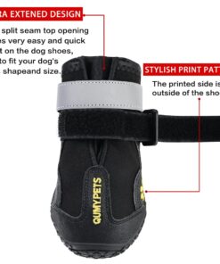 QUMY Dog Shoes for Large Dogs, Medium Dog Boots & Paw Protectors for Winter Snowy Day, Summer Hot Pavement, Water-Resistant in Rainy Weather, Outdoor Walking, Indoor Hardfloors...