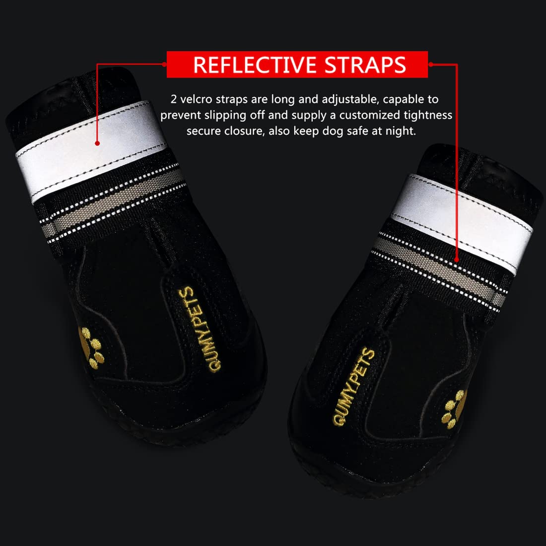 QUMY Dog Shoes for Large Dogs, Medium Dog Boots & Paw Protectors for Winter Snowy Day, Summer Hot Pavement, Water-Resistant in Rainy Weather, Outdoor Walking, Indoor Hardfloors...