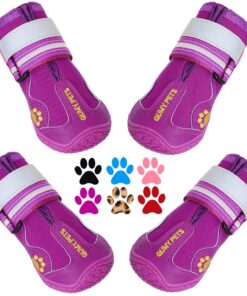 QUMY Dog Shoes for Large Dogs, Medium Dog Boots & Paw Protectors for Winter Snowy Day, Summer Hot Pavement, Water-Resistant in Rainy Weather, Outdoor Walking, Indoor Hardfloors...