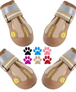 QUMY Dog Shoes for Large Dogs, Medium Dog Boots & Paw Protectors for Winter Snowy Day, Summer Hot Pavement, Water-Resistant in Rainy Weather, Outdoor Walking, Indoor Hardfloors...