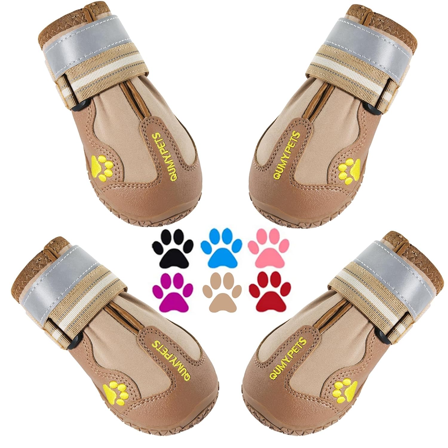 QUMY Dog Shoes for Large Dogs, Medium Dog Boots & Paw Protectors for Winter Snowy Day, Summer Hot Pavement, Water-Resistant in Rainy Weather, Outdoor Walking, Indoor Hardfloors...