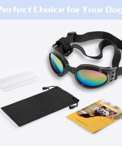 QUMY Dog Sunglasses Dog Goggles for Medium Large Breed Dogs, Wind Dust Fog Protection Eye Wear Pet Glasses with Adjustable Strap for Motorcycle Car Driving Bike Riding Hiking...