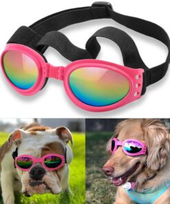 QUMY Dog Sunglasses Dog Goggles for Medium Large Breed Dogs, Wind Dust Fog Protection Eye Wear Pet Glasses with Adjustable Strap for Motorcycle Car Driving Bike Riding Hiking...