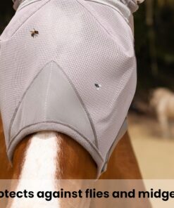 Raelitego Horse Fly Mask, Adjustable Fly Masks for Horses with Ears, UV Protection from Insect Pests Comfort Mesh Without Nose Average Size Horses Accessories(Large)