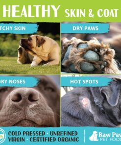 Raw Paws Virgin Organic Coconut Oil for Dogs & Cats, 4-oz - Treatment for Itchy Skin, Dry Nose, Paws - Hot Spot Lotion - Natural Hairball Remedy for Cats
