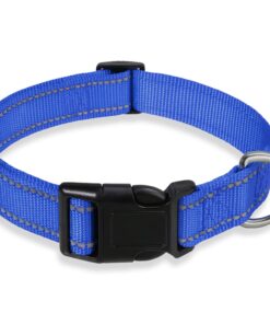 Reflective Dog Collar with Buckle Adjustable Safety Nylon Collars for Small Medium Large Dogs, Pink S
