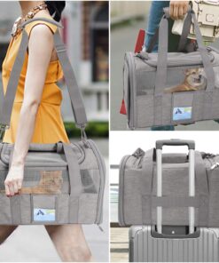 Refrze Cat Carrier,Dog Carriers for Small Dogs Medium Cats Pet Carrier up to 15 Lbs, TSA Airline Approved Cat Carrier Soft, Cat Dog Crate Travel Bag,Grey