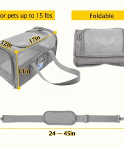 Refrze Cat Carrier,Dog Carriers for Small Dogs Medium Cats Pet Carrier up to 15 Lbs, TSA Airline Approved Cat Carrier Soft, Cat Dog Crate Travel Bag,Grey