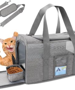 Refrze Cat Carrier,Dog Carriers for Small Dogs Medium Cats Pet Carrier up to 15 Lbs, TSA Airline Approved Cat Carrier Soft, Cat Dog Crate Travel Bag,Grey