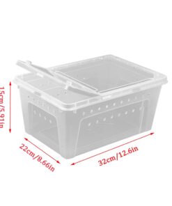 Reptile Feeding Box Turtle Transport Breeding Box Egg Incubator Container with 1.1lb Reptile Substrate Vermiculite Bedding for Snake Tortoise Lizard Hatching Eggs