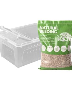 Reptile Feeding Box Turtle Transport Breeding Box Egg Incubator Container with 1.1lb Reptile Substrate Vermiculite Bedding for Snake Tortoise Lizard Hatching Eggs