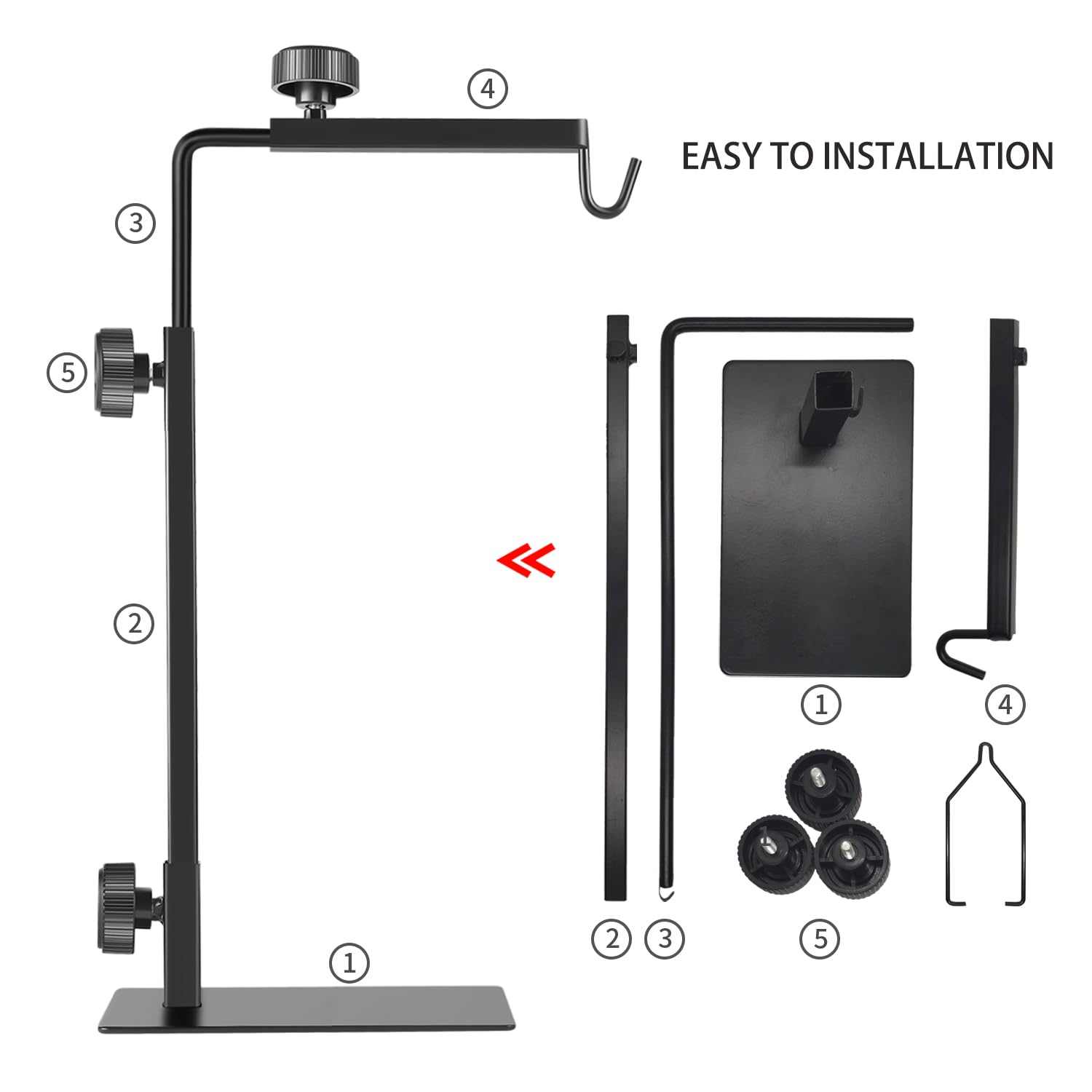 Reptile Lamp Stand, Adjustable 16-31 Inch Domes Heat Lamp Metal Bracket Floor Light Holder for Reptile Terrarium Lighting Heating Light and Dome lampshade, Large