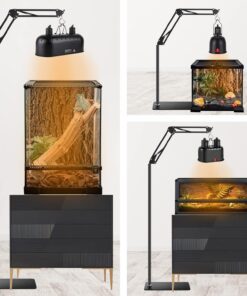Reptile Lamp Stand Reptile Light Stand (15.7inch to 74.3inch) with 360° Adjustable Swing Arm, Heat Lamp Holder for Bearded Dragon Turtles Snake and Chicks