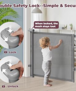 Retractable Baby Gate for Stairs, 55