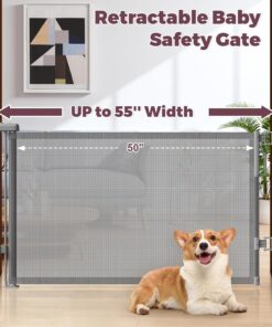 Retractable Baby Gate for Stairs, 55
