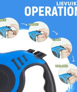 Retractable Dog Leash Automatic Telescopic Tractor Dog Tape, Pet Tape 10/16 FT Durable and Convenient, with Non-Slip Handle, Suitable for Small and Medium-Sized Dogs Blue