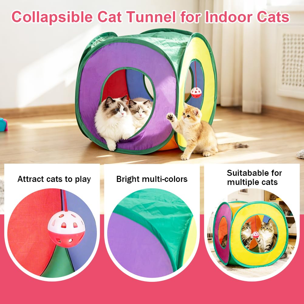 Retro Shaw Cat Toys Pack 33Pcs, Interactive Kitten Toys for Indoor Kittens Cats, Collapsible Kitty Play Tunnel Tent Feather Wand Balls Bell Springs Mouse Kitty Toys for All...