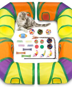 Retro Shaw Cat Toys Pack 33Pcs, Interactive Kitten Toys for Indoor Kittens Cats, Collapsible Kitty Play Tunnel Tent Feather Wand Balls Bell Springs Mouse Kitty Toys for All...