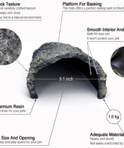 Rock Cave Habitat Hidden for Reptile and Amphibians.Terrarium & Aquarium Decor, Reptile hideout Hide Cave, Perfect for Bearded...