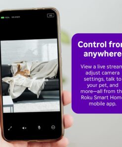 Roku Indoor Camera - Home Security - 2-Pack - Wired Security Camera & Pet Monitor with 1080p HD Color Night Vision, Works with Alexa & Google, Motion & Sound Detection, WDR &...