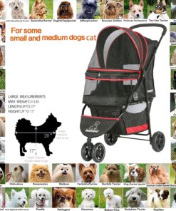 ROODO Escort 3 Wheel Dog Cat Pet Stroller for Small/Medium Dogs Cats Best Lightweight Foldable Portable Compact Jogger Travel All Terrain Pet Gear System Puppy Doggie Bunny...