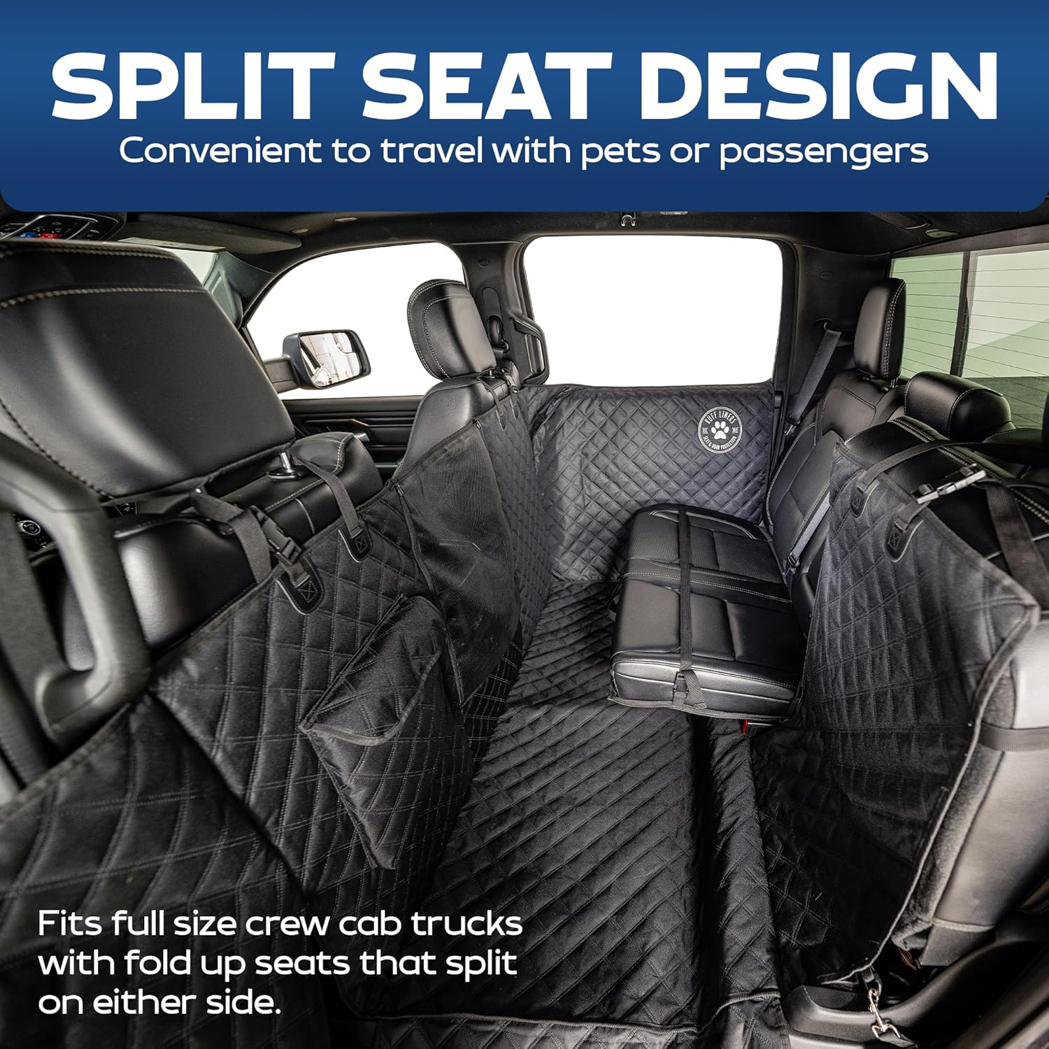 Ruff Liners XL Floor Cover with Door Protection, Black – As Seen on Shark Tank – Fits Full Size Crew Cab Trucks with Fold Up Seats, Waterproof & Machine Washable – Sturdy XL Dog...