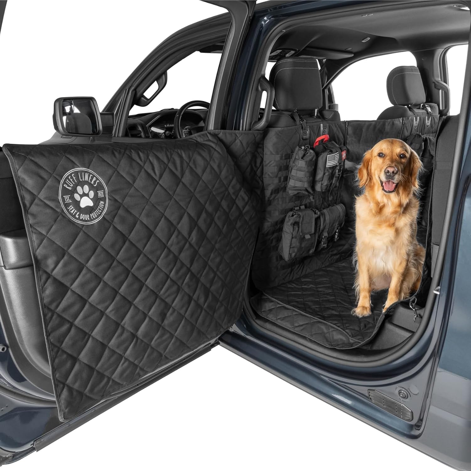 Ruff Liners XL Floor Cover with Door Protection, Gray – As Seen on Shark Tank – Fits Full‑Size Crew Cab Trucks with Fold‑Up Seats, Waterproof & Machine Washable – Sturdy XL Dog...