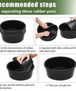 Sadnyy 2 Pcs 4 Quart/ 1 Gallon Rubber Feeder Pan, Rubber Feed Pan Utility Horse Feed Bucket Dog Bowl Horse Feeder for Cats Dogs Goats Chicken Dust Bath Container Animal Feeding,...