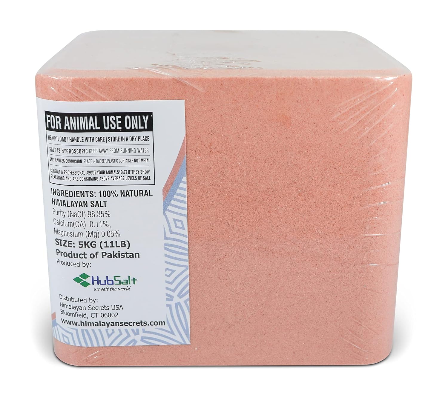 Salt Block for Deer & Horses – Compressed Mineral Salt Lick for Livestock, Cattle & Goats – Himalayan Secrets Pink Rock Salt Block (11LB/5KG, Block w/ Mounting Hole)