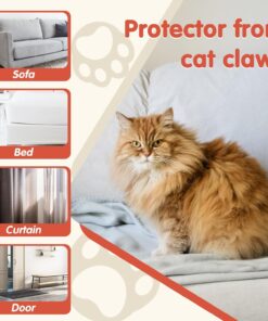 Secopad 18 PCS Large Cat Scratch Furniture Protector, Transparent Couch Protector from Cat Claws, Single-Sided Self Adhesive Anti Pet Deterrent Sofa Cover, 17IN