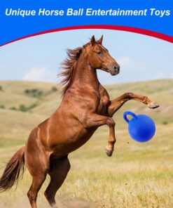 Seenelling 1 Pcs 10 Inch Horse Ball with Handle, Fruit Scented Horse Stall Toy, Anti Burst Slow Rebound Rubber Equine Play Herding Ball for Boredom Relief, Stable Enrichment...