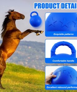 Seenelling 1 Pcs 10 Inch Horse Ball with Handle, Fruit Scented Horse Stall Toy, Anti Burst Slow Rebound Rubber Equine Play Herding Ball for Boredom Relief, Stable Enrichment...